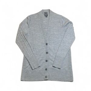 GAP 100% Merino Wool Washable Long Cardigan Sweater sz M Blue Grey